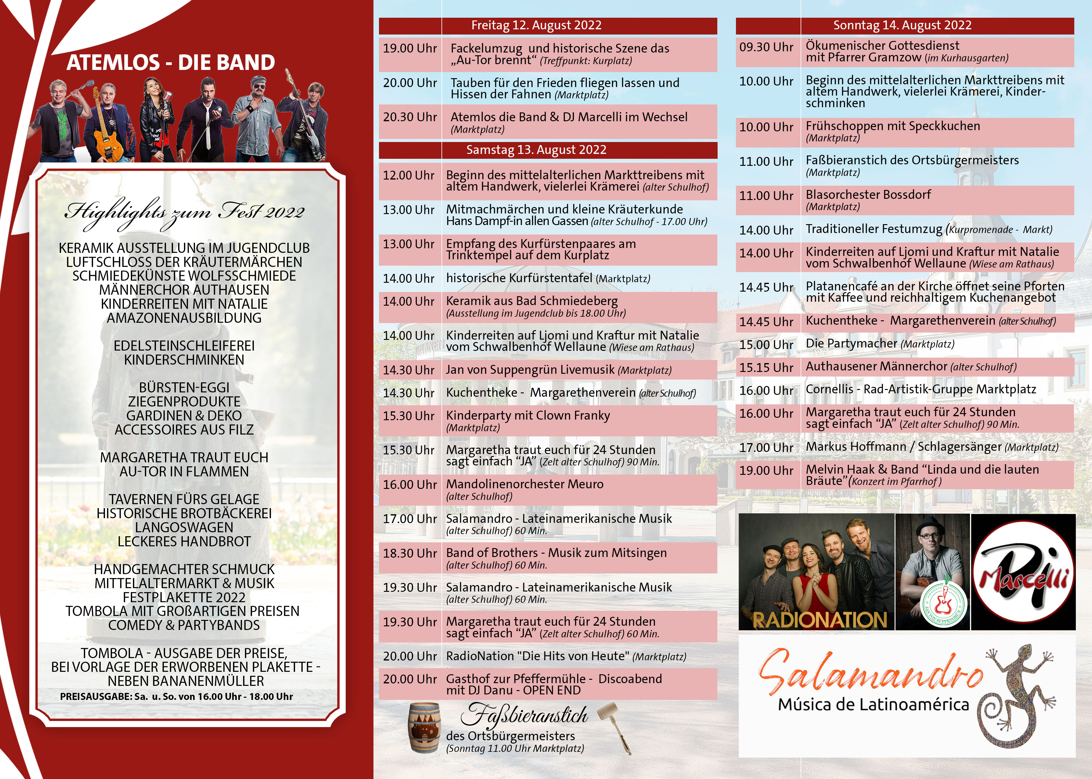Das Programm zum Margarethenfest 2022